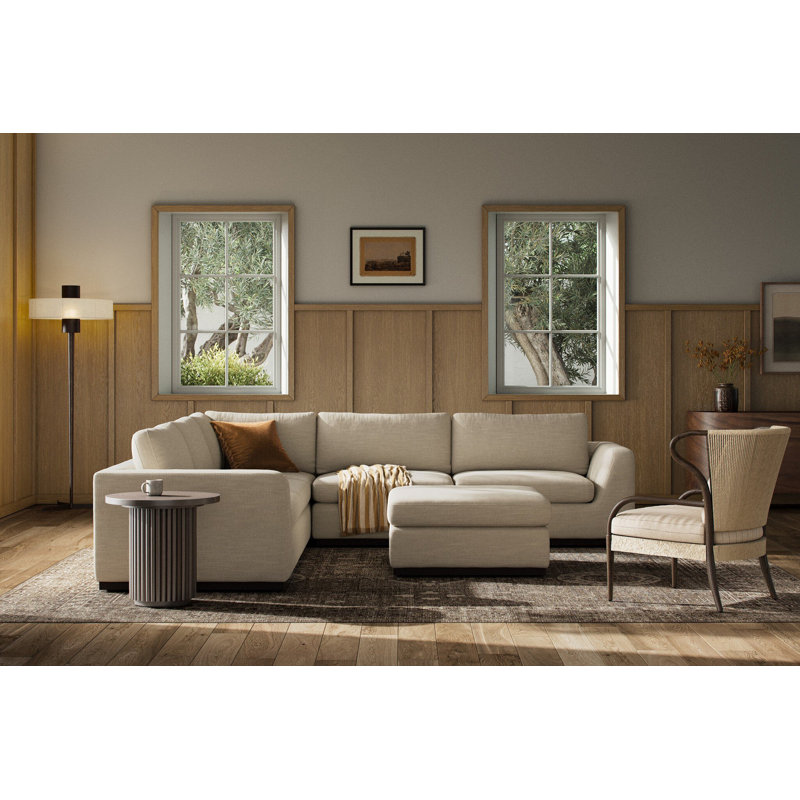 Colt 3PC Sectional W/ Ottoman-Surrey Olive, Savoy Parchment Polyester Blend