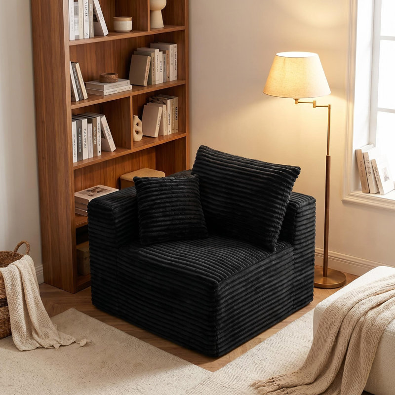 Canapé modulaire gris en velours côtelé, fauteuil d'appoint sans accoudoirs pour salon, Gris