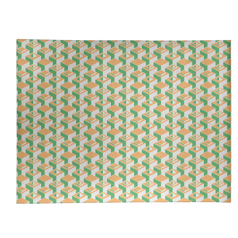 Tapis vert/orange/beige zone skyscrapers, Rectangle 8 pi x 10 pi