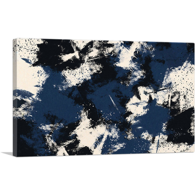 Bleu marine, noir, blanc, reproduction d'art sur toile tendue, H 12 po x l 18 po x 1,5 po