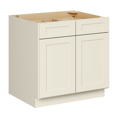 33"W * 34.5"H * 24"D Antique White Ready to Assemble Shaker Base Kitchen Cabinet with Drawers and Shelves