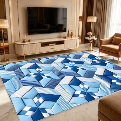 Tapis bleu clair clair pour le salon, doux et confortable, convient à toutes les saisons, facile à entretenir, tapis d'intérieur lavable à la machine, sous la table de la ferme convenant à la chambre à coucher, à la salle à manger, au bureau, au patio, au balcon, à la décoration intérieure