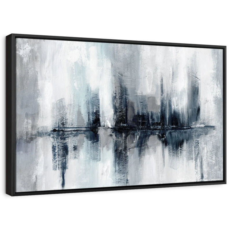 Abstract " Indigo Harbor Lights ", 17" H x 25" W