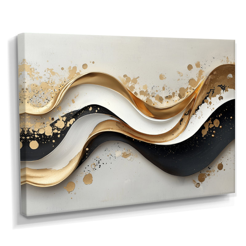 Art mural sur toile transitionnel moderne Goldern, Toile tendue, H 16 po x l 32 po, Ne s’applique pas