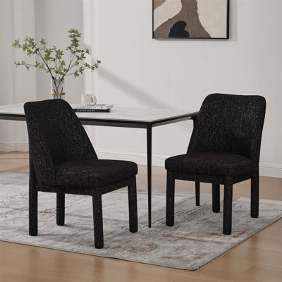 Ensemble de deux chaises de salle à manger rembourrées modernes avec des pieds en bois d'hévéa pour le confort et le style dans n'importe quelle pièce