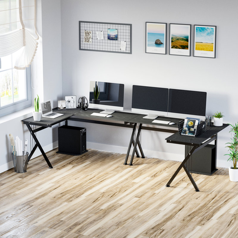 Cassey L-Shaped Metal Base Computer Desk