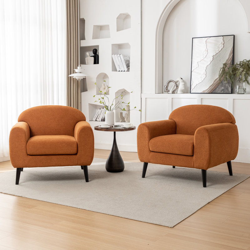 Chaise d'appoint rembourrée avec accoudoirs ronds Deivi, Polyester orange