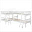 Lit simple superposé en forme de L en bois massif blanc classique pour 4 personnes, style Mission pour chambres familiales et soirées pyjama
