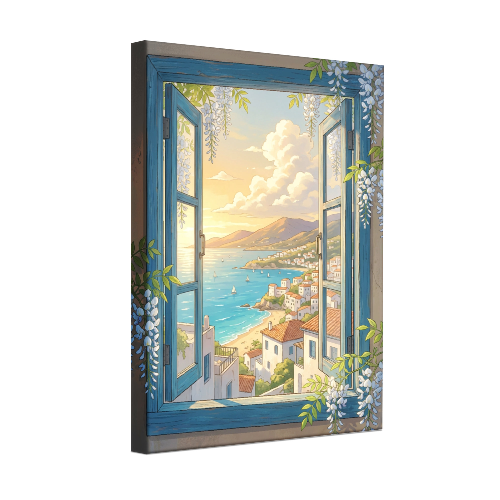 Highland Dunes Landscape & Nature Window View Coastal Town Sunset ...