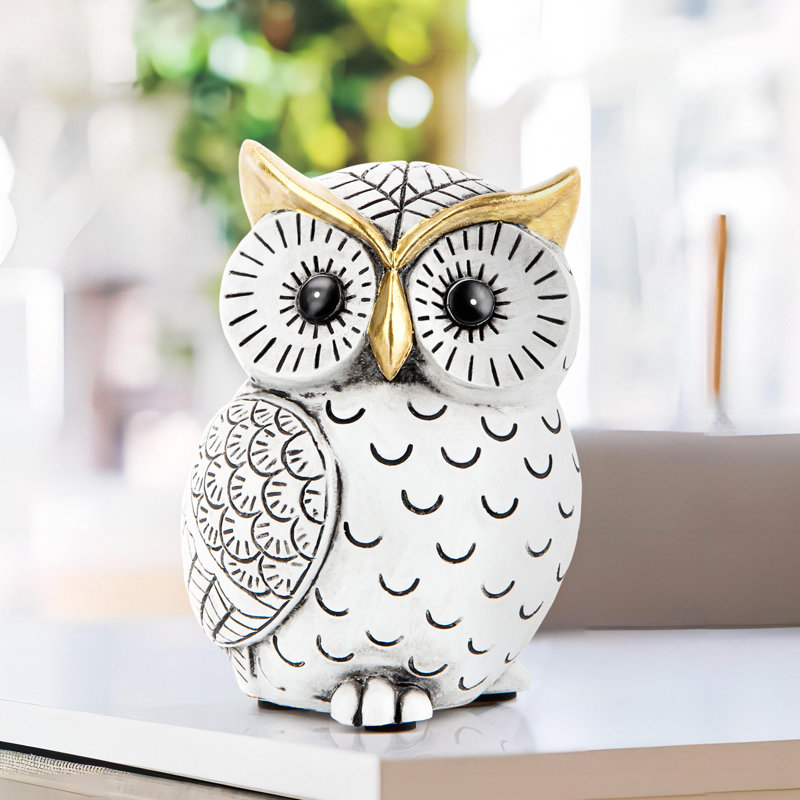 Antique Black and White Owl statue