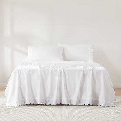 Coastal Chic Scalloped Edge Cotton Sheet 4Pc Set