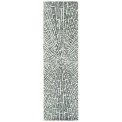 Marquee 507 Hand Tufted Wool/Cotton Starburst Rug in Light Green/Beige