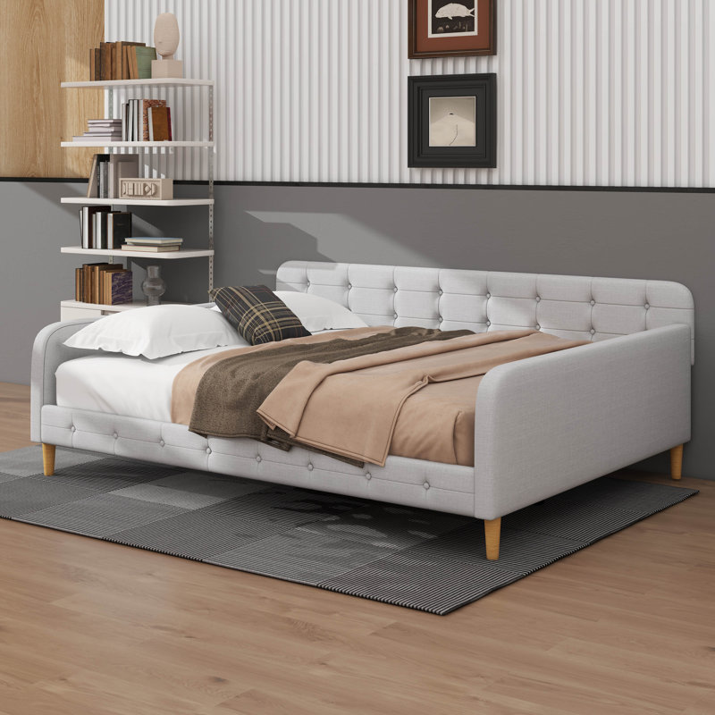 Lit de jour revêtu de tissu d'ameublement, Lit double, Beige