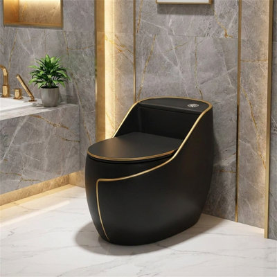 Toilette allongée monopièce à double chasse (siège inclus)