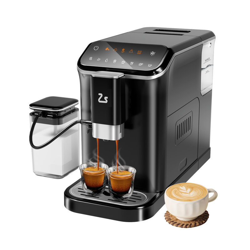 Fully Automatic Espresso Machine for Home Baristas – Built-in Grinder, Milk Frothe,r Steam Wand, Touch Screen, 7 Coffee Varieties