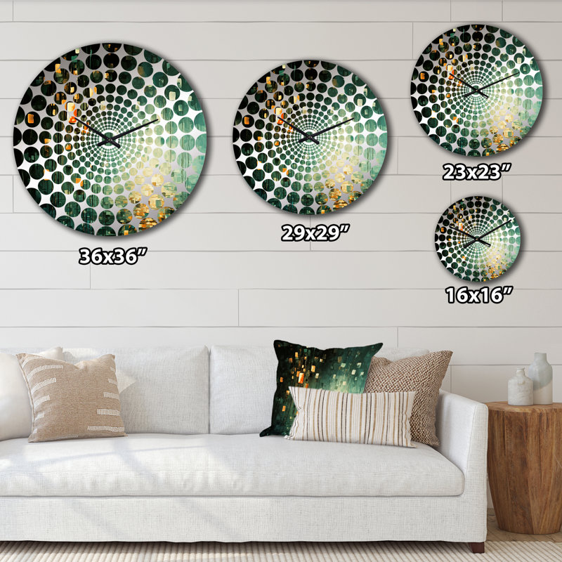 Horloge murale Ambitions Of Dreams Retro Gold and Teal III, Médium