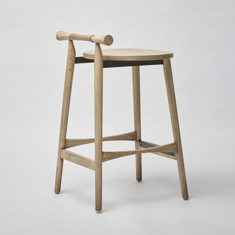 Madeira Upholstered Stool with Solid Wood Frame, Washed Taupe