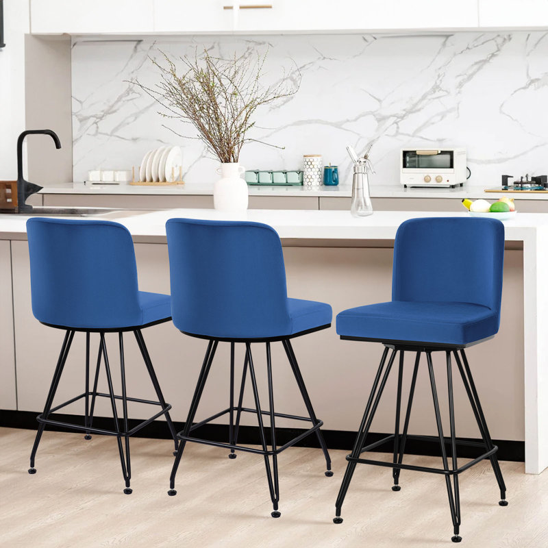 Tabouret de comptoir pivotant 26 po Julie, Bleu, 2
