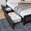 Structure de lit double avec 4 tiroirs de rangement et station de charge, plateforme de décoration Rivet, aucun sommier nécessaire-431182561-431182494