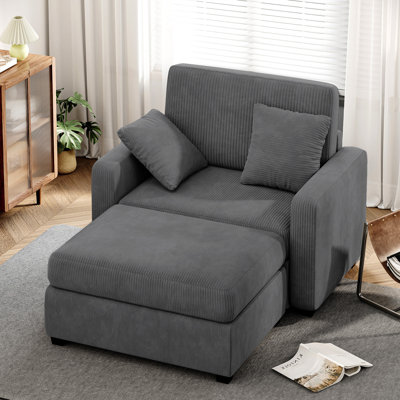 41‘’W Corduroy Chaise Lounge Sofa Upholstered Oversized Chair with Ottoman