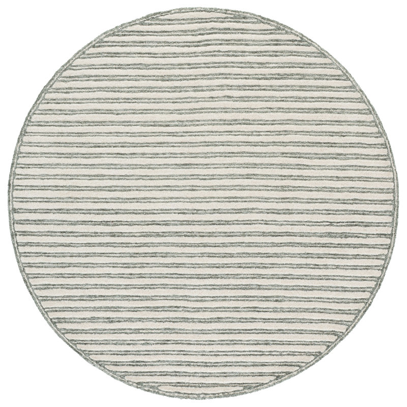 Martha Stewart Hand Tufted Wool;Cotton Striped Indoor Rug, 6'-0" x 6'-0" Round