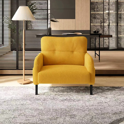 Chaise moderne individuelle en velours côtelé pour appartement et bureau à domicile, forme ergonomique, tissu, poches latérales pour petits objets, confortable, monochrome, pour salle de conférence ou salon, matériau doux et respirant.