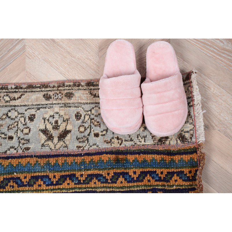 Tapis rétro rétro de style Oushak avec motif patchwork de style turc, idéal pour les tapis d'entrée