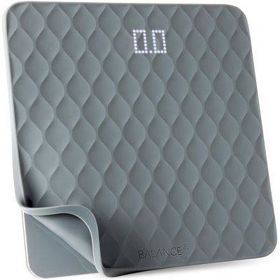 Greater Goods Digital Bathroom Scale with Non-Slip Silicone Cover, Durable Tempered Glass Platform, 400 lbs Capacity, Lb and Kg Units, Grey