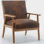 Fauteuil de style Mid-Century moderne de 25,38 po de largeur, brun clair-1351226491