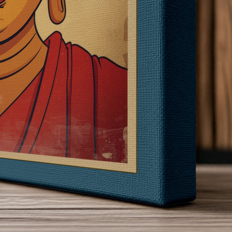 Serene Buddha Japandi - Wrapped Canvas, 30x20 - 76.2 x 50.8 cm, Teal Border