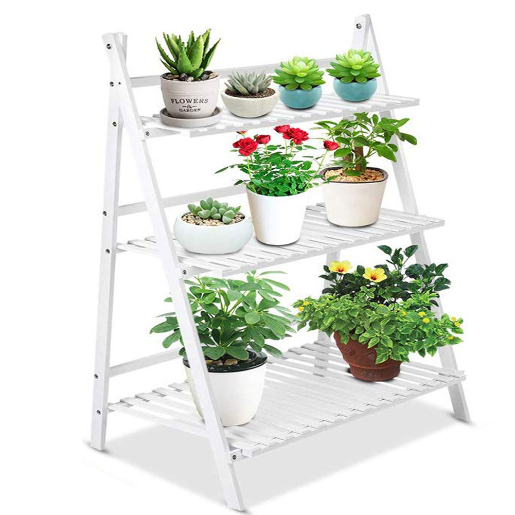 Bojorquez 3-Tier Foldable Wooden Ladder Shelf Natural