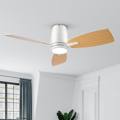 Emidia Flush Mount Ceiling Fan with LED Light for Medium Rooms