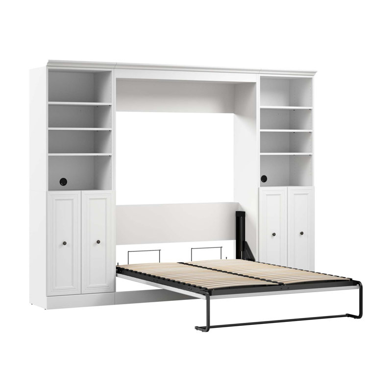 Lit escamotable avec rangement Alvaretta, Blanc, Double