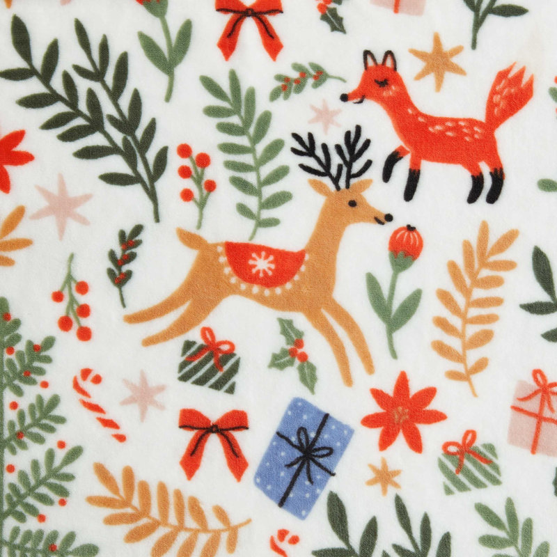 Martha Stewart Throw Blanket, White Holiday Woodland 