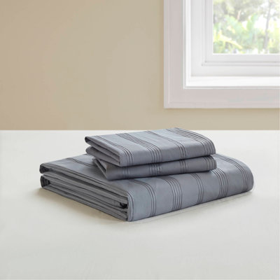 3-Piece Full Woven Striped Duvet Set