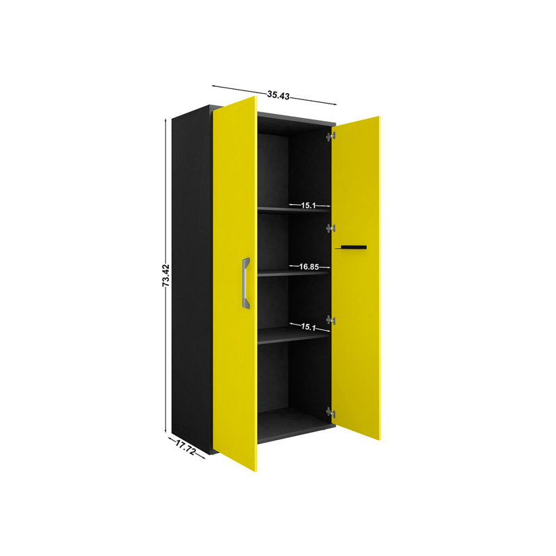 Aseem Single Storage Cabinet ( 73.43'' H x 35.43'' W x 17.72'' D), Yellow Gloss