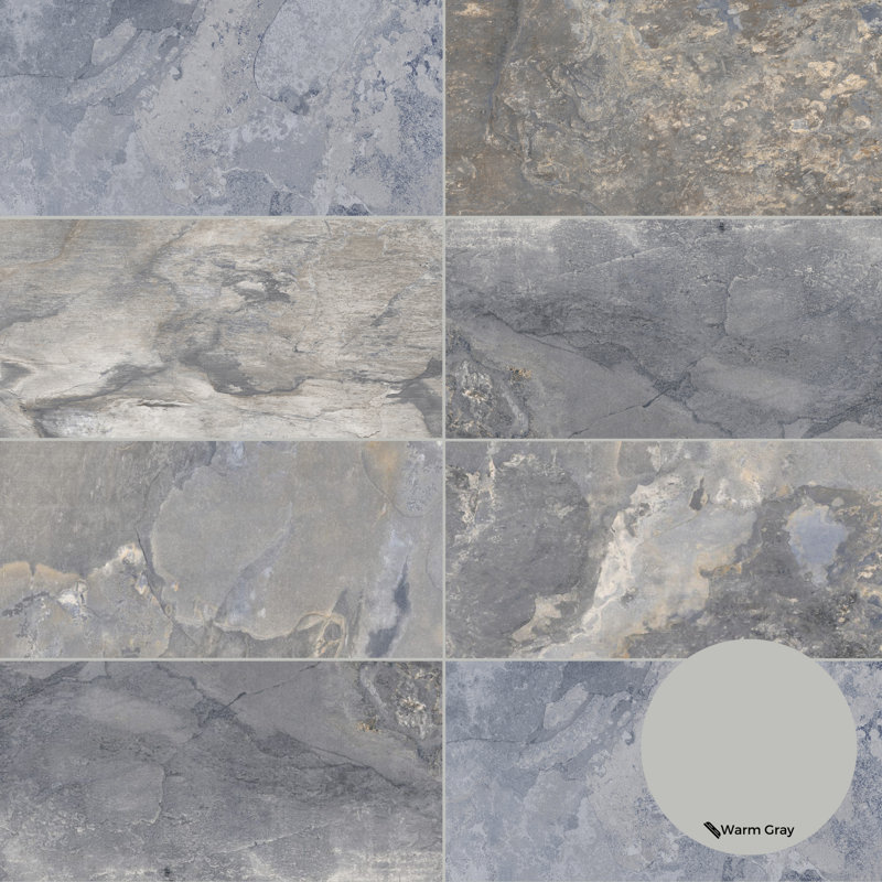 Wells Stone 12" x 24" Porcelain Stone Look Wall & Floor Tile, Blue