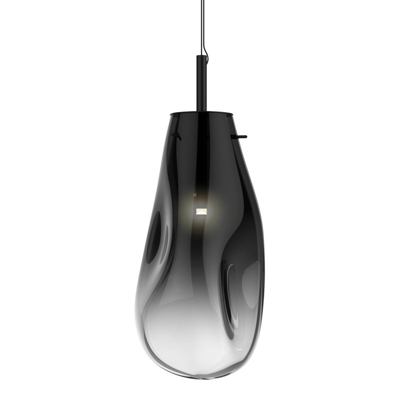 Liquid 1 - Light Satin Black Single Pendant, 22" H x 10.5" W x 10.5" D, Smoke Fade