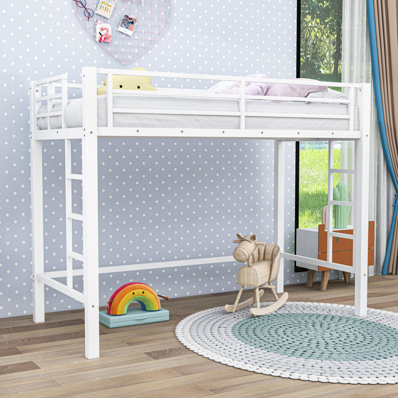 Classic Metal Loft Bed with Dual-Side Ladders, Twin XL