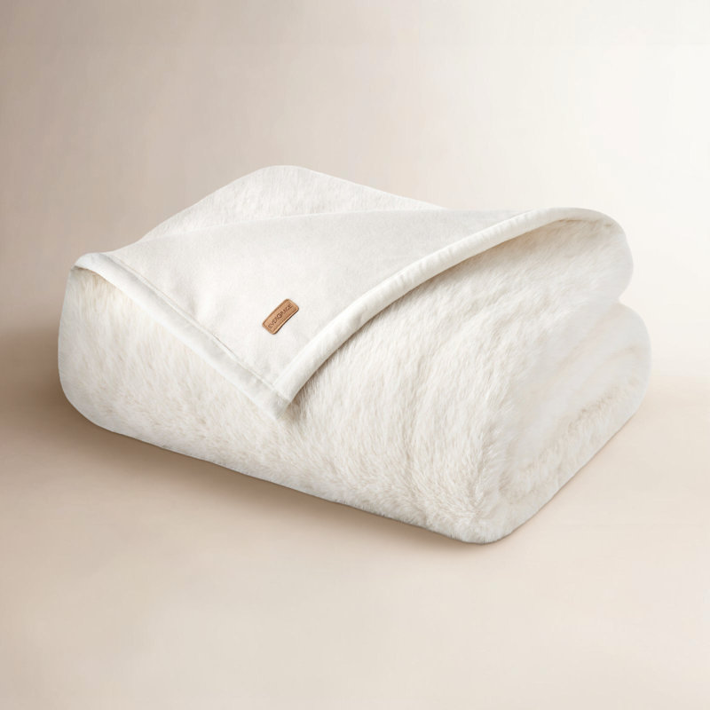 Jeté en fausse fourrure Aspen Luxe, Vison ivoire, Throw