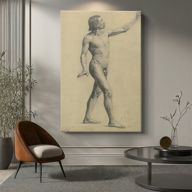Mâle en mouvement - toile tendue par Gustav Klimt, 40 po x 60 po