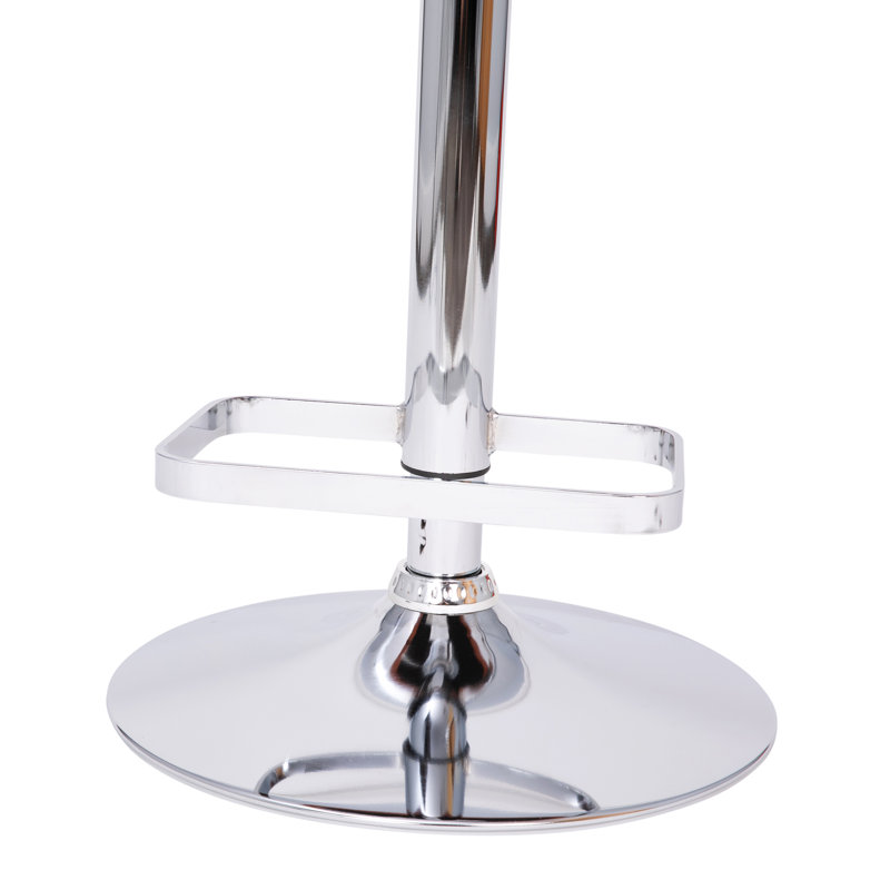 Amberlie Modern Upholstered Adjustable-Height Barstool with Footrest, Chrome, Brown