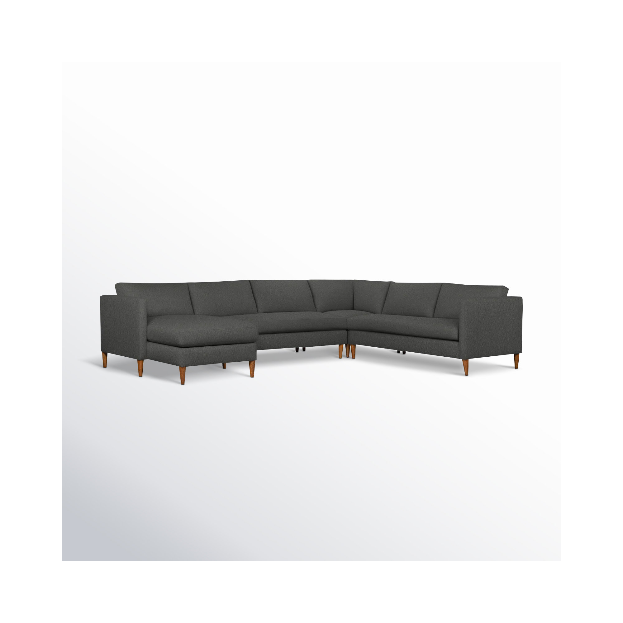 Clifford 4-Piece Upholstered Custom Sectional, Left Hand Facing, Davis Smoke Bouclé