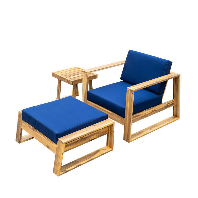 Wood Lounge Array - Chair, & Compact Side Enhancement For Relaxing In Gardens Grouping Extension Garden Areas, Blue