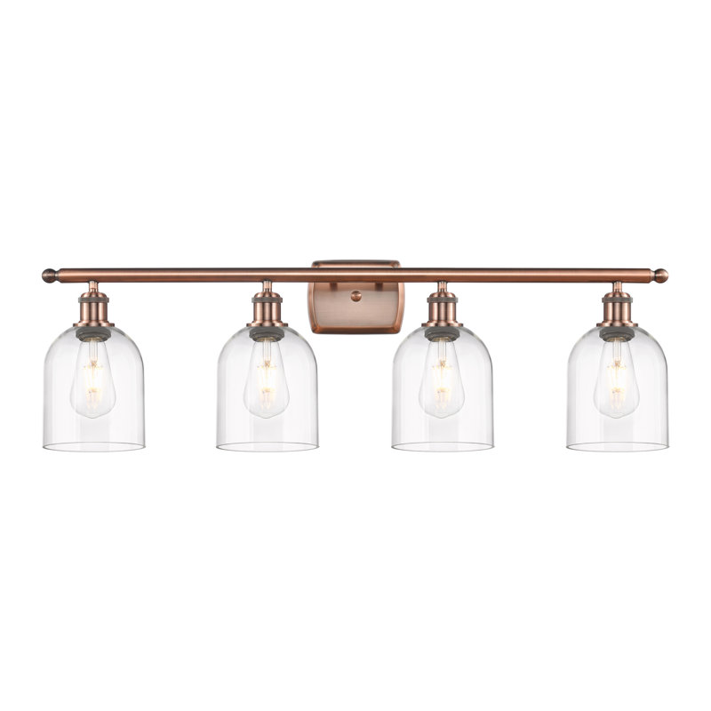 Éclairage pour meuble-lavabo à 4 lumières à intensité variable Anacaren, Clair, Cuivre antique