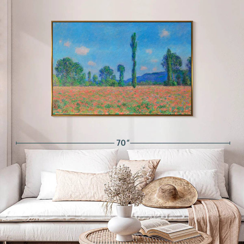 Champ de coquelicots, Giverny, 1891, 46 po x 31 po, Cadre flottant doré