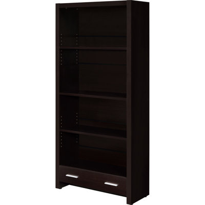 Bibliothèque classique à 5 tablettes avec tiroir Cappuccino, design classique pour rehausser, tiroir fonctionnel pour l'organisation, option rangement élégant, cinq tablettes décoratives