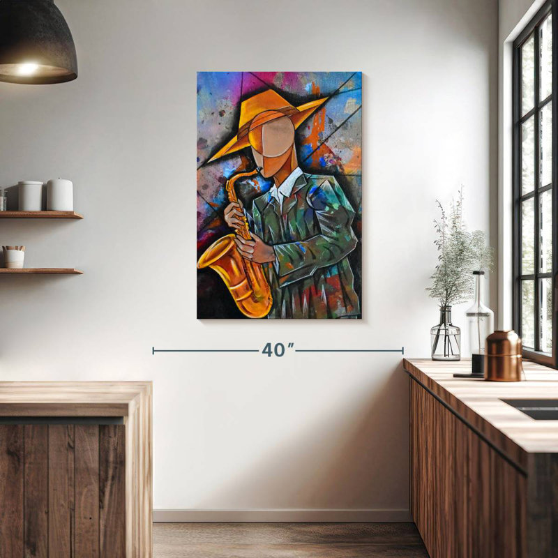 Abarca Cubism Saxophonist, H 39 po x l 26 po