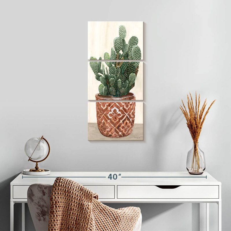 Cactus en pot II, H 27 po x l 12 po