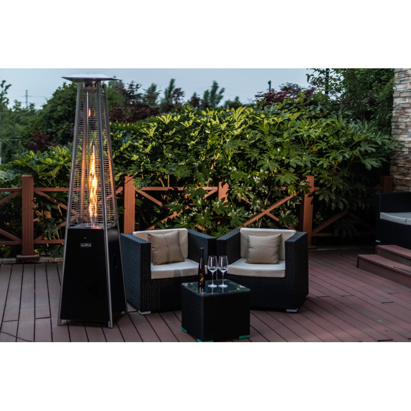 Hammered Black Pyramid Propane Patio Heater with Protective Cover